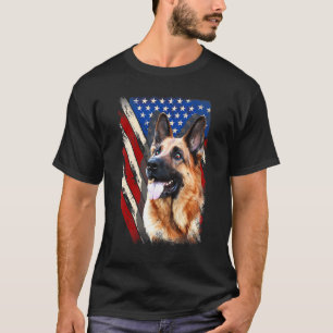 Patriotic German Shepherd American Flag Dog Men Wo T-Shirt
