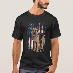 Patriotic German Shepherd American Flag Dog Men Wo T-Shirt