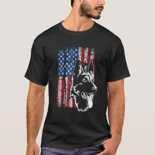 Patriotic German Shepherd American Flag Dog Mum Da T-Shirt