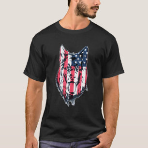 Patriotic German Shepherd American Flag Dog T-Shirt