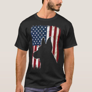 Patriotic German Shepherd American Flag Dog T-Shirt