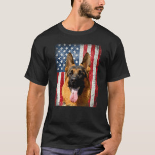 Patriotic German Shepherd American Usa Flag Dog T-Shirt