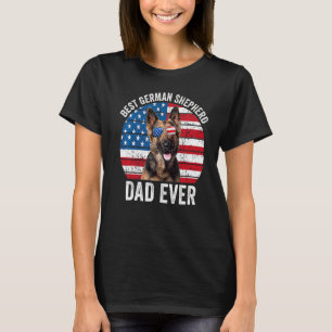 Patriotic German Shepherd Dad American Flag Dog  O T-Shirt