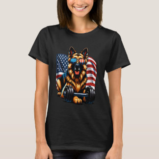 Patriotic German Shepherd Dog Bodybuilding Bodybui T-Shirt