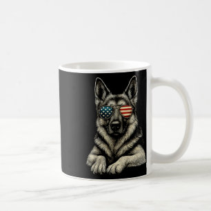 Patriotic German Shepherd Dog Usa Flag Sungles Coffee Mug