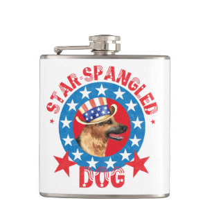 Patriotic German Shepherd Hip Flask