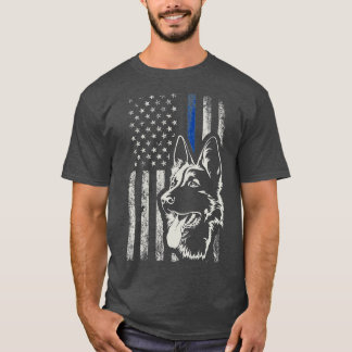 Patriotic German Shepherd K9 Unit Thin Blue Line P T-Shirt