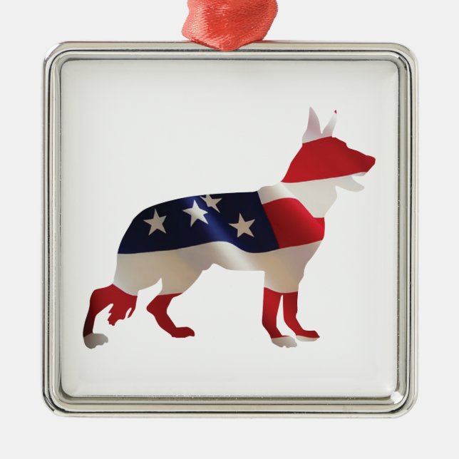 Patriotic German Shepherd Metal Ornament (Front)