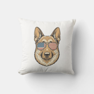 Patriotic German Shepherd Sunglasses Vintage Art_1 Cushion