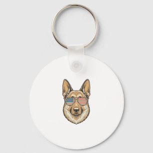 Patriotic German Shepherd Sunglasses Vintage Art_1 Key Ring