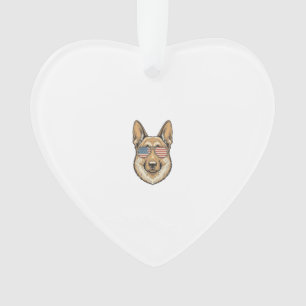 Patriotic German Shepherd Sunglasses Vintage Art_1 Ornament