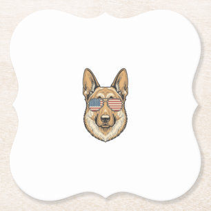 Patriotic German Shepherd Sunglasses Vintage Art_1 Paper Coaster