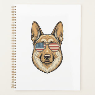 Patriotic German Shepherd Sunglasses Vintage Art_1 Planner