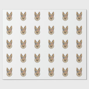 Patriotic German Shepherd Sunglasses Vintage Art_1 Wrapping Paper
