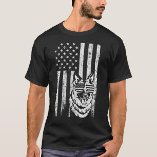 Patriotic German Shepherd Usa Flag Dog 4th Of July T-Shirt