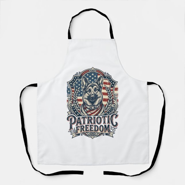 Patriotic German Shepherd Vector Graphic Tee_1 Apron (Front)