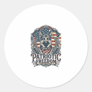 Patriotic German Shepherd Vector Graphic Tee_1 Classic Round Sticker