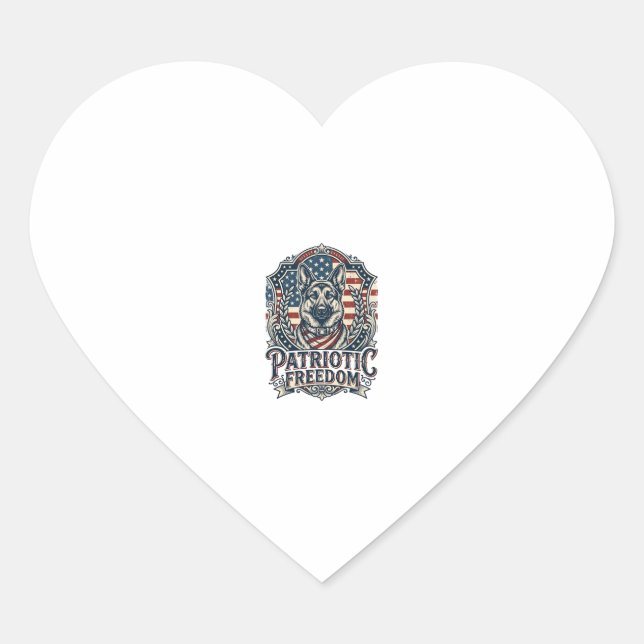 Patriotic German Shepherd Vector Graphic Tee_1 Heart Sticker (Front)