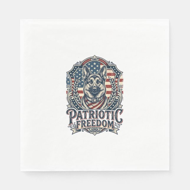 Patriotic German Shepherd Vector Graphic Tee_1 Napkin (Front)