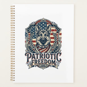 Patriotic German Shepherd Vector Graphic Tee_1 Planner