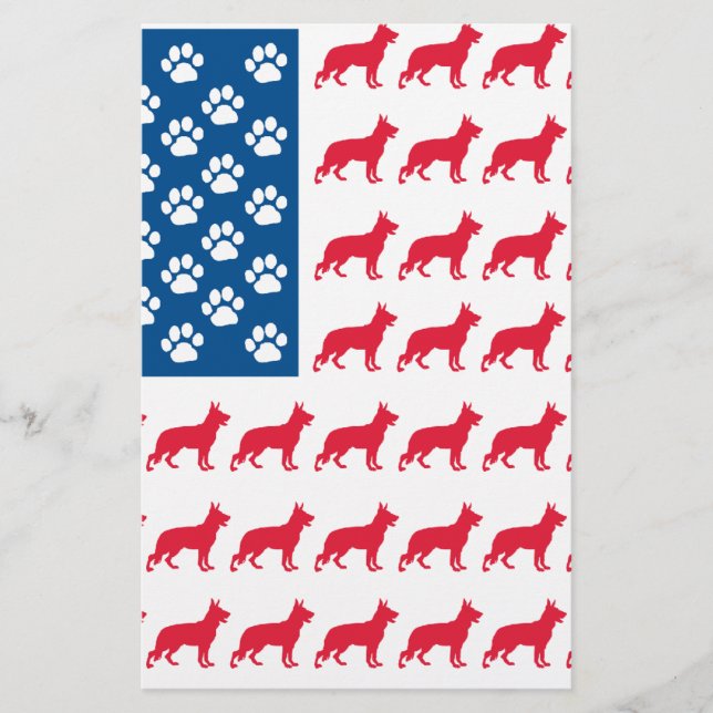 Patriotic German Shepherds Stationery (Front)