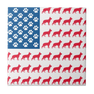 Patriotic German Shepherds Tile