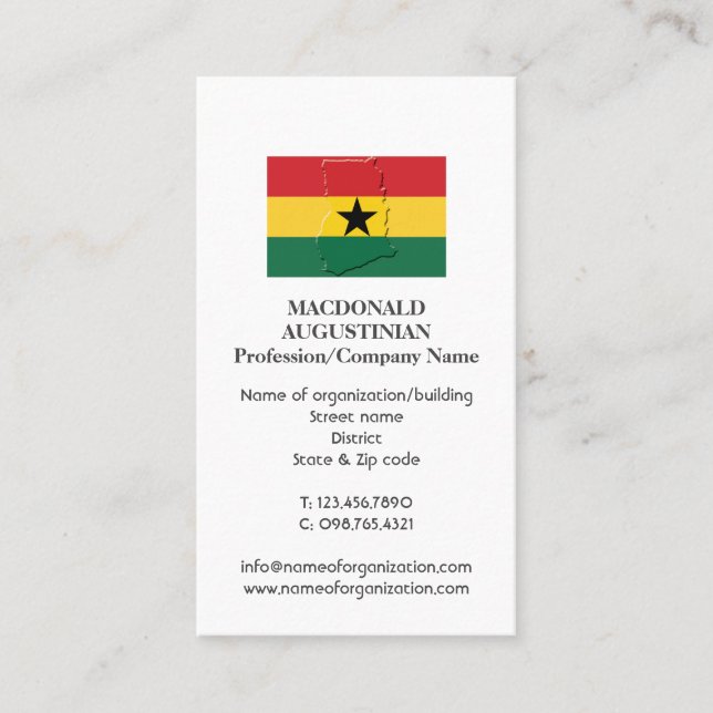 Patriotic | GHANA FLAG | Photo Business Card (Front)