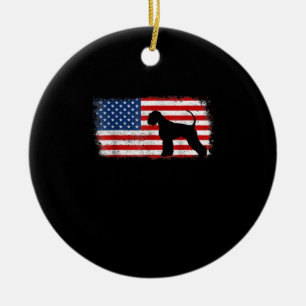 Patriotic Giant Schnauzer American Flag Ceramic Ornament