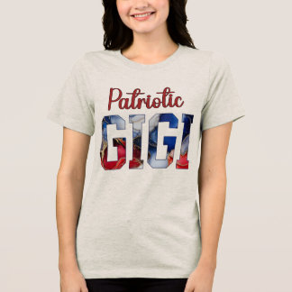 Patriotic Gigi Red White Blue Alcohol Ink Tri-Blend Shirt