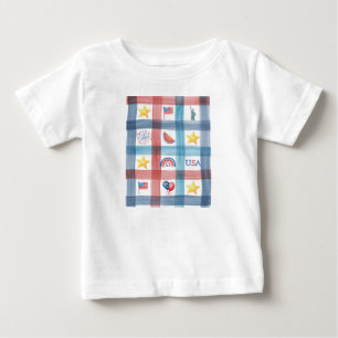 Patriotic Gingham America 4th of July Summer  Baby T-Shirt