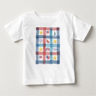 Patriotic Gingham America 4th of July Summer  Baby T-Shirt