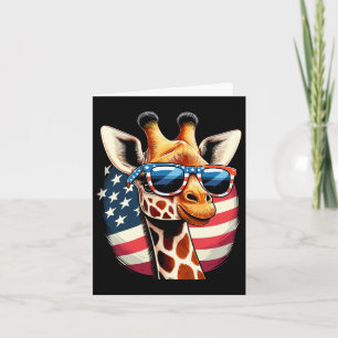 Patriotic Giraffe Usa American Flag Sungles 4th Of Card