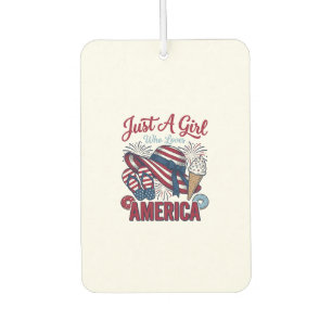 Patriotic Girl America Summer Vintage T-Shirt Desi Car Air Freshener