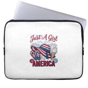 Patriotic Girl America Summer Vintage T-Shirt Desi Laptop Sleeve