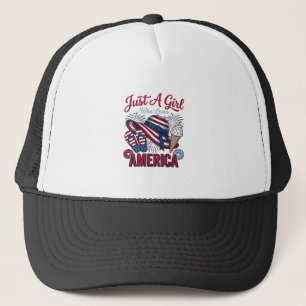 Patriotic Girl America Summer Vintage T-Shirt Desi Trucker Hat