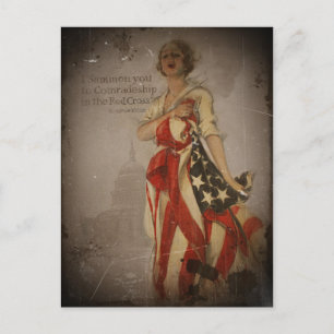 Patriotic Girl Draped in Flag Postcard