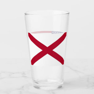 Patriotic glass cup with flag of Alabama, USA