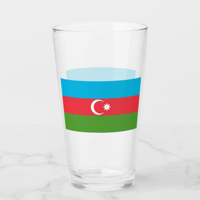 Patriotic glass cup with flag of Azerbaijan (Front)