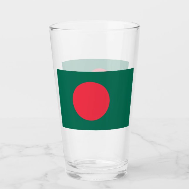 Patriotic glass cup with flag of Bangladesh (Front)