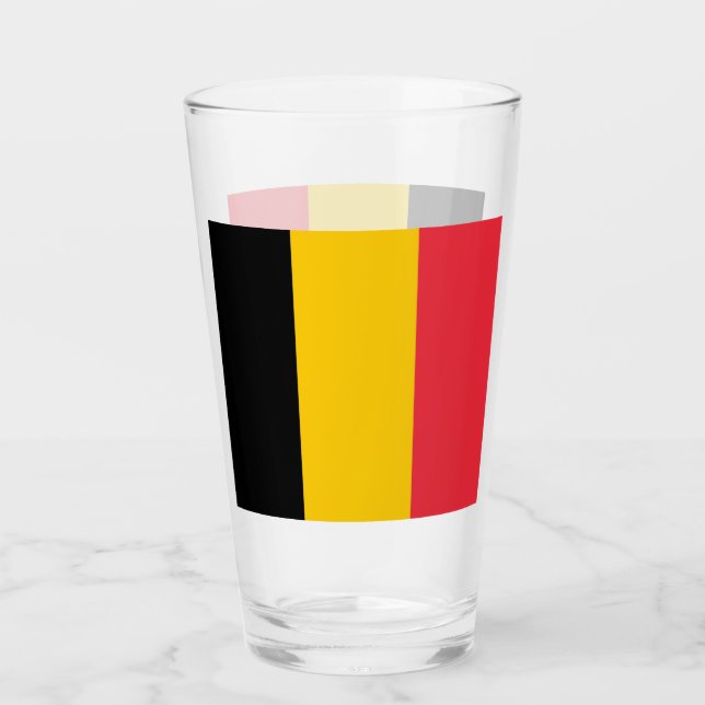 Patriotic glass cup with flag of Belgium (Front)