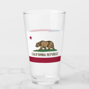 Patriotic glass cup with flag of California, USA