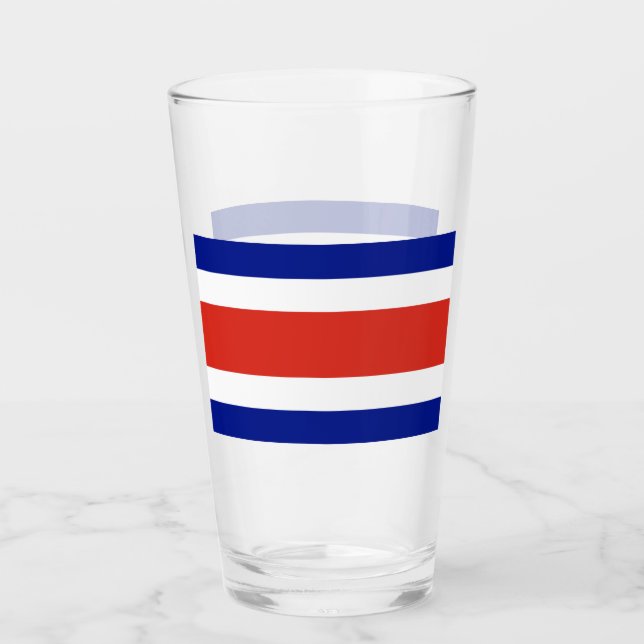 Patriotic glass cup with flag of Costa Rica (Front)