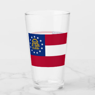 Patriotic glass cup with flag of Georgia