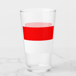 Patriotic glass cup with flag of Indonesia