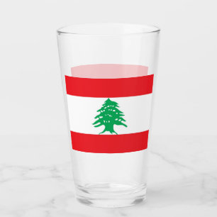 Patriotic glass cup with flag of Lebanon