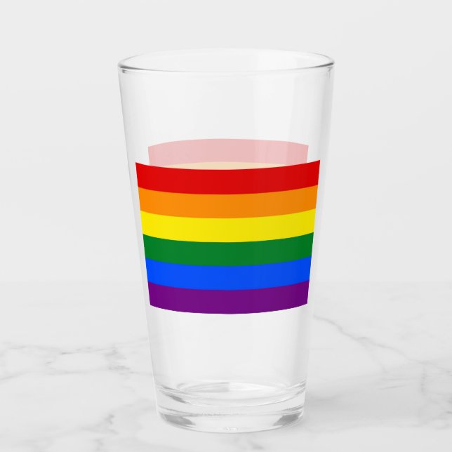 Patriotic glass cup with flag of LGBT (Front)