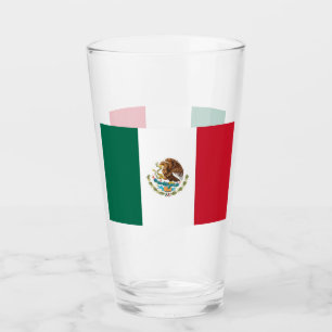 Patriotic glass cup with flag of Mexico