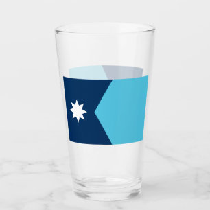 Patriotic glass cup with flag of Minnesota, USA