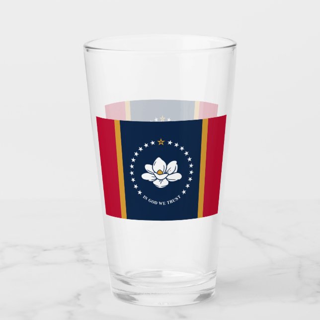 Patriotic glass cup with flag of Mississippi (Front)