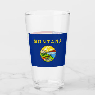 Patriotic glass cup with flag of Montana